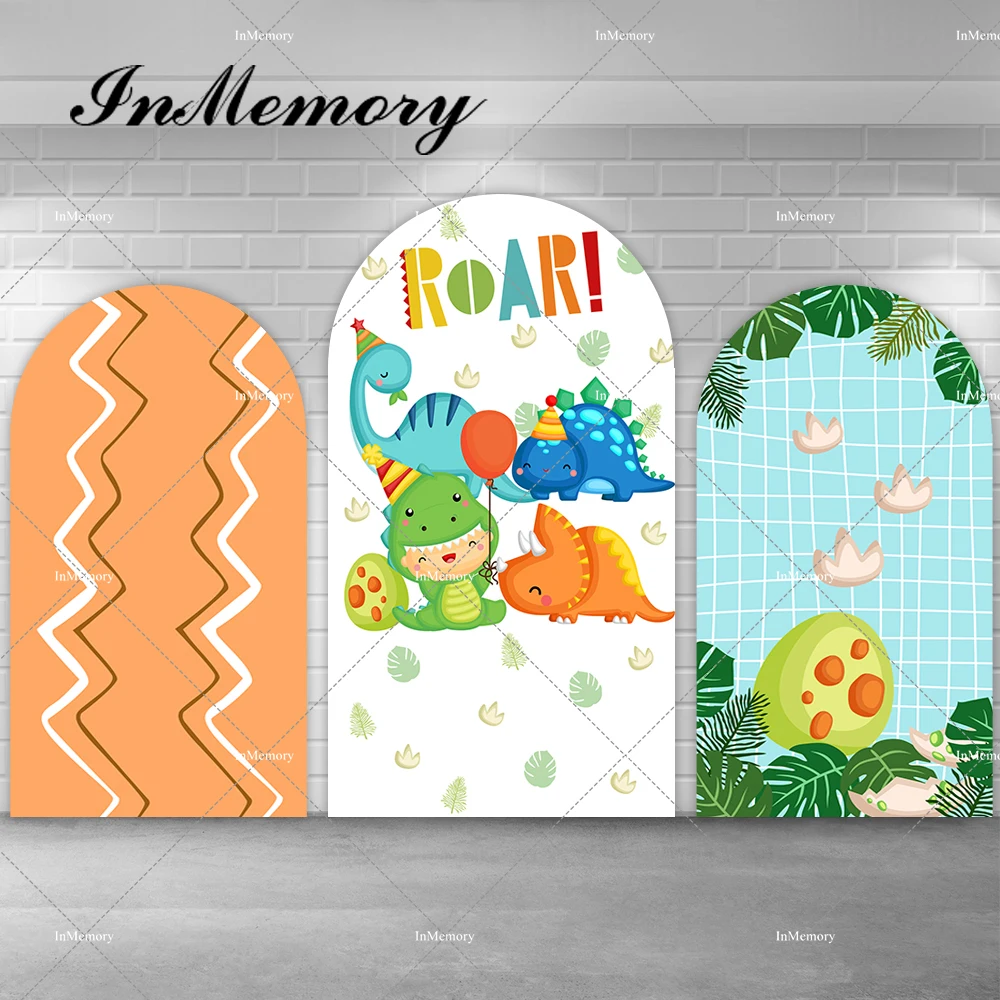 

Boys Baby Dinosaur Theme Baby Shower 1st Birthday Party Arched Backdrop Cartoon Photography Backgrounds Photo Studio Supplier