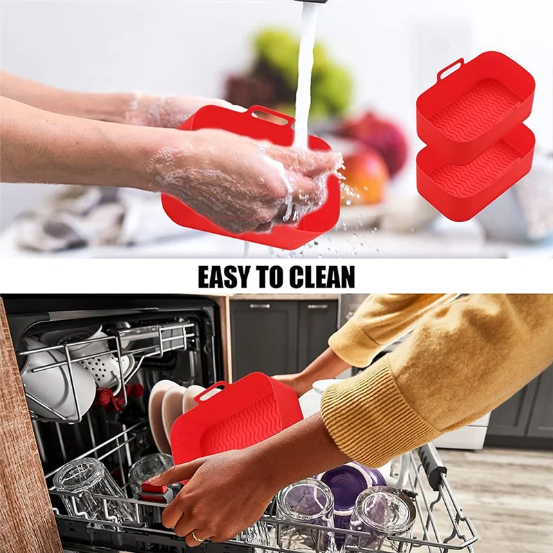 Air Fryer Liners for Ninja Air Fryer Dual, Reusable Air Fryer Silicone Liner for Ninja Air Fryer Accessories,Red