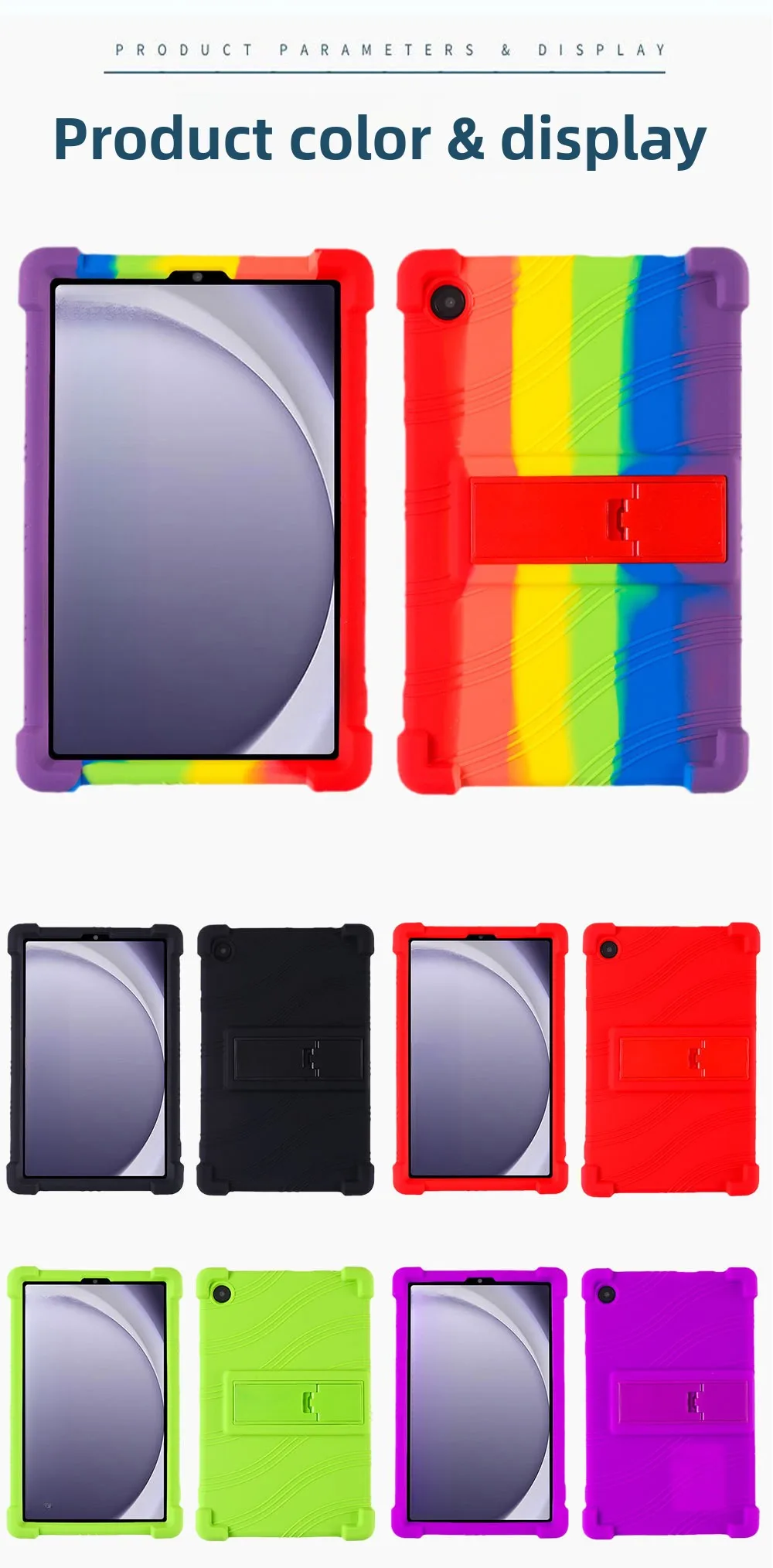 Stoßfeste TPU-Hülle für Samsung Tab A9 8.7, Einteiliger Flexibler Stoßfänger mit Ständer, Mehrere Farben – Detail 9