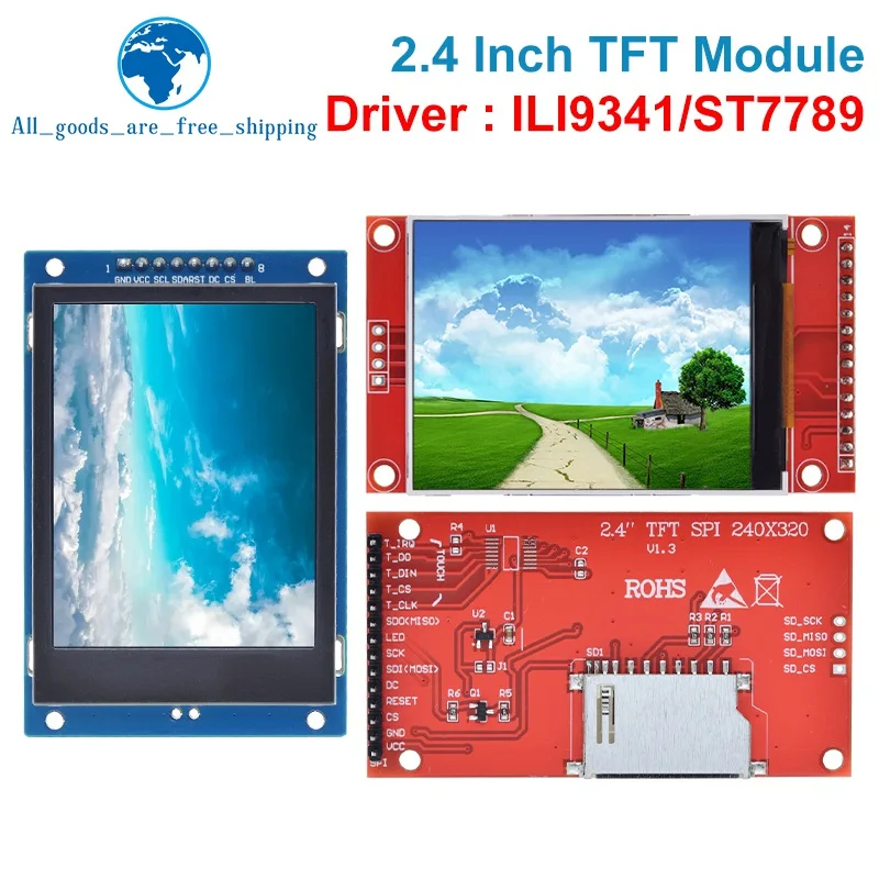 

TZT 2.4" 2.4 inch 240x320 SPI TFT LCD Serial Port Module 5V/3.3V PCB Adapter Micro SD Card ILI9341 / ST7789V LCD Display