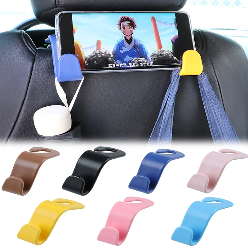 Multicolor Car Seat Headrest Hooks Universal Storage Handbag Purse Clothes Hanger Brackets Auto Interior Organizer Accessories