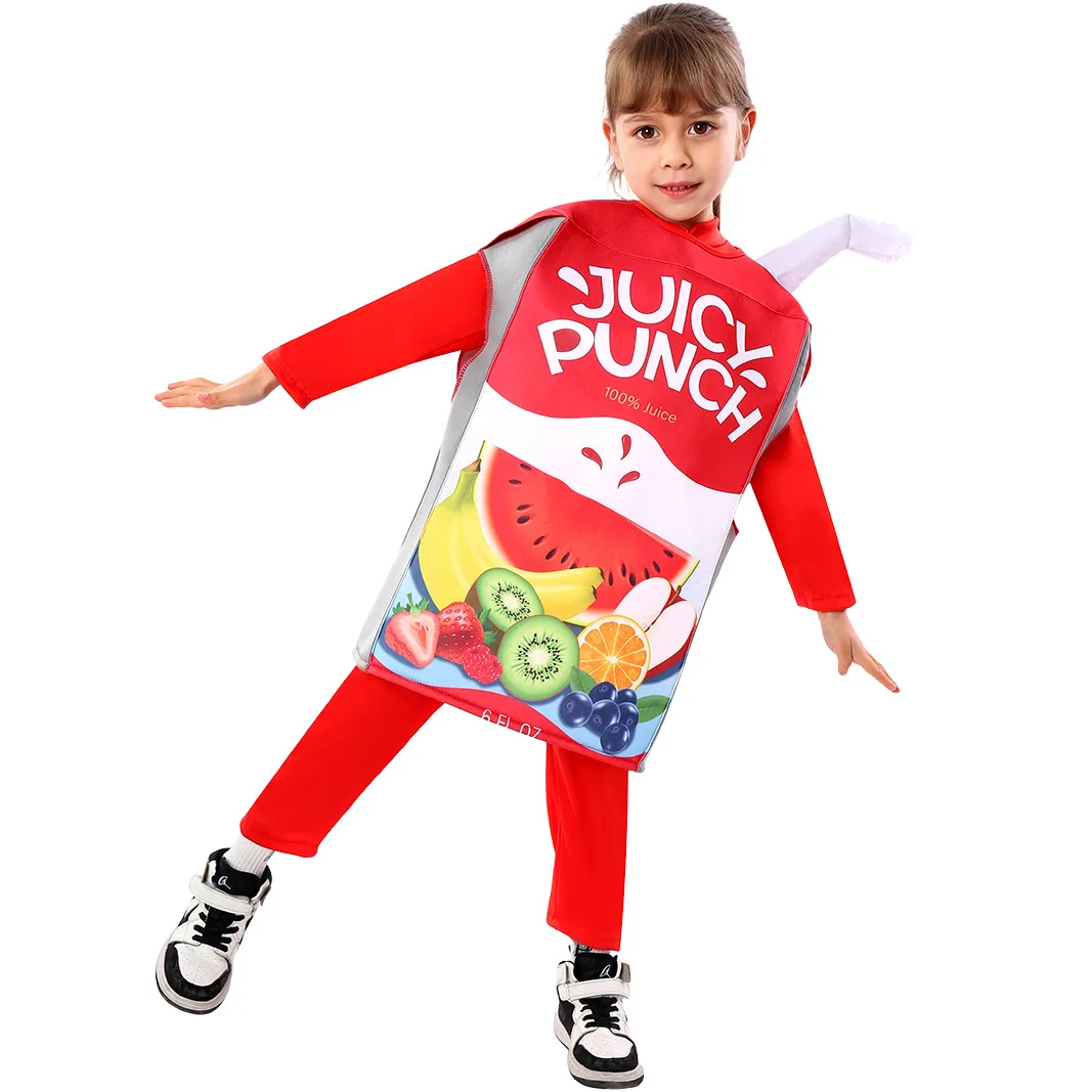 

Children's Day Holiday Party Children Juice Box Costume Cosplay Performance Red Funny Stage Costume School Activity Clothes