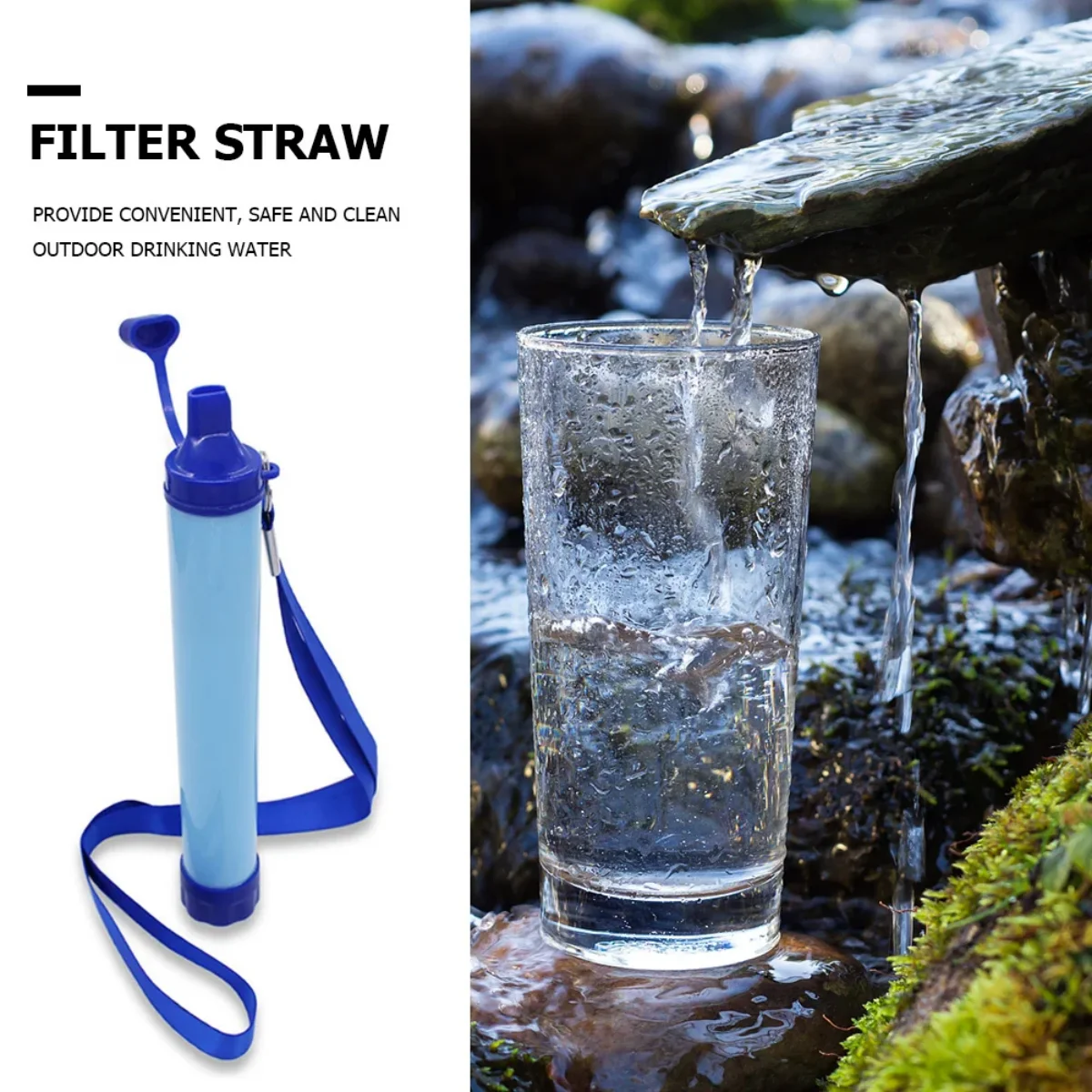 Outdoor Water Purifier Camping Hiking Emergency Life Portable Purifier Water Filter Suitable for Streams, Lakes Outdoors Camping