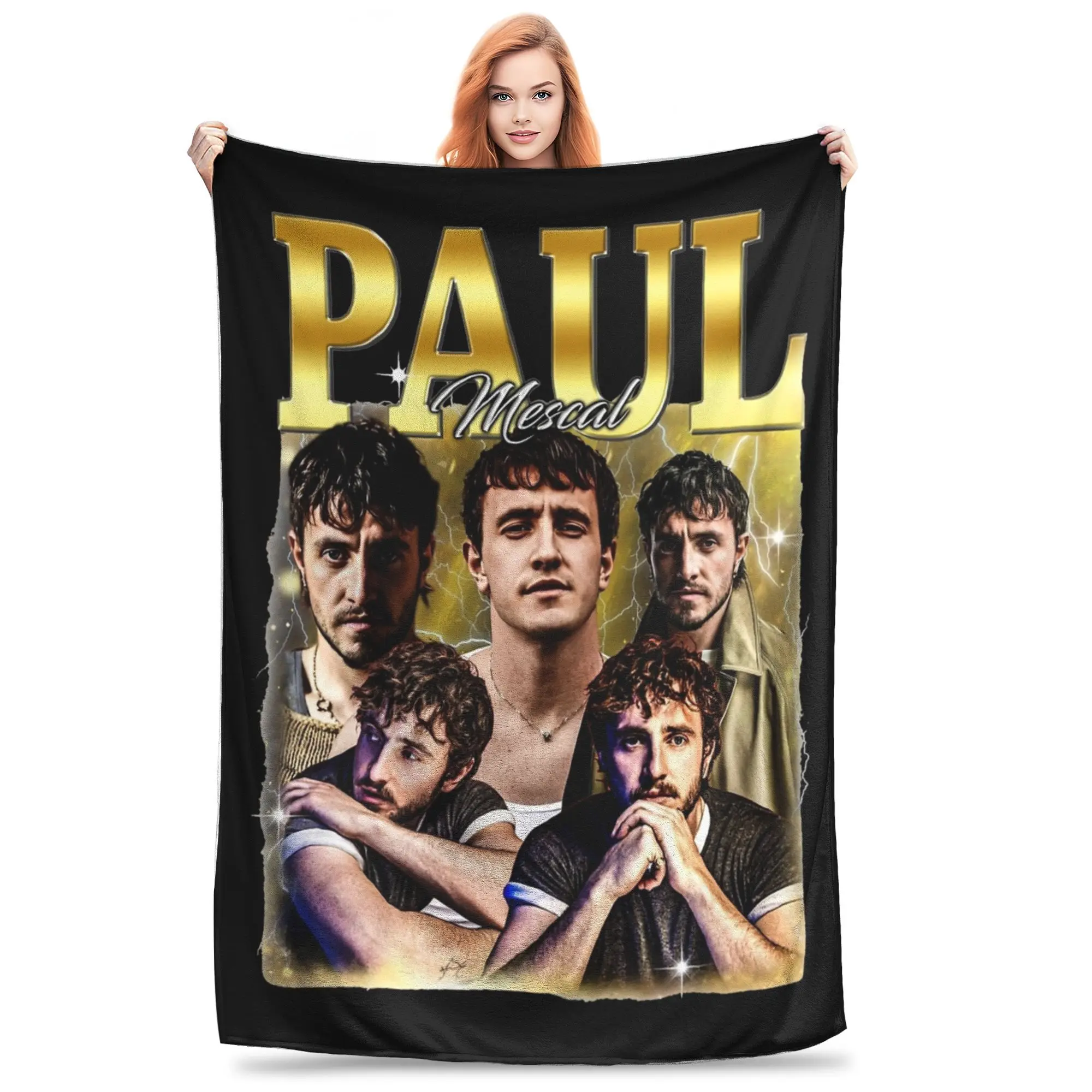 Paul Mescal Retro Bootleg 90s Style Blankets Flannel Autumn/Winter  Ultra-Soft Throw Blankets for Bedding Bedroom Bedspread