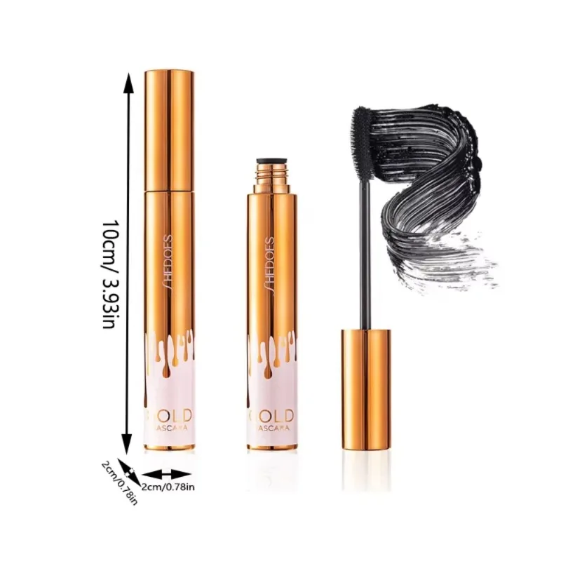 Dik krullend oog zwart waterdicht niet-vlekkend slank duurzaam en make-up gratis oog zwart goudkleurige mascara