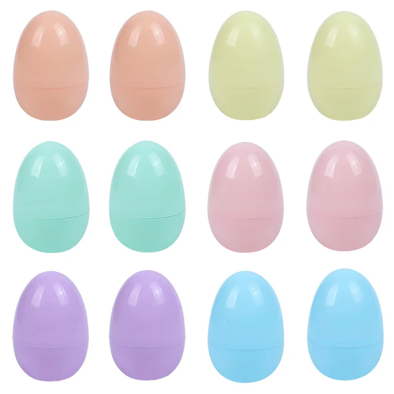 

12PCS Easter Filleable Plastic Eggs With Open Colorful Eggs Easter Household Party Decoration Children's Toys DIY Craft Supplies