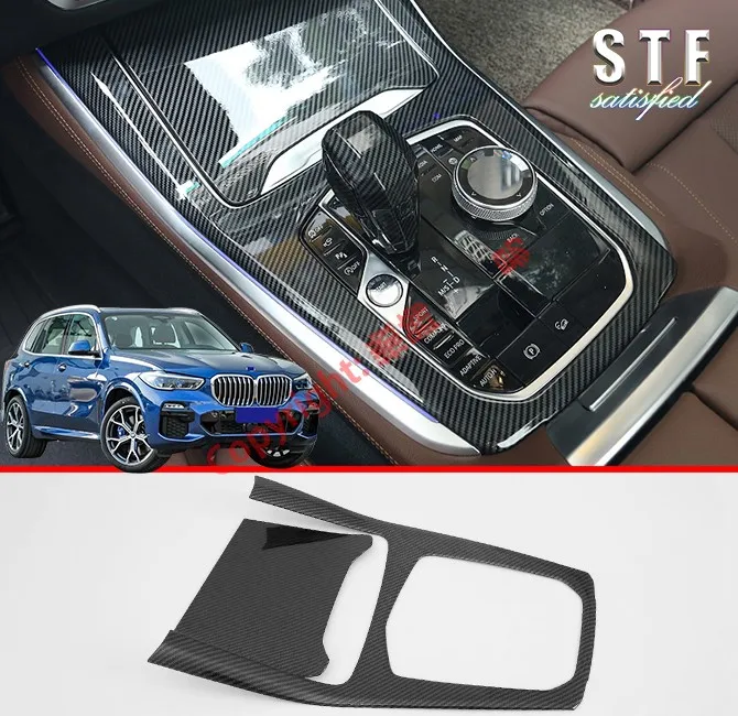 

Carbon Fiber Style Interior Gearshift Knob Cover Trim Panel For BMW X5 G05 2019 2020 Car Accessories Stickers