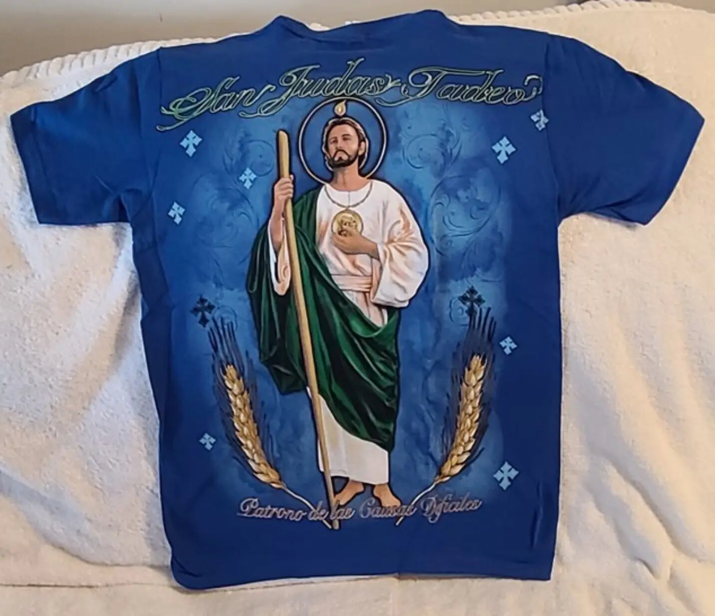 SAN JUDAS TADEO SAINT JUDE APOSTLE RELIGIOUS JUDAS THADDEUS BLUE T-SHIRT