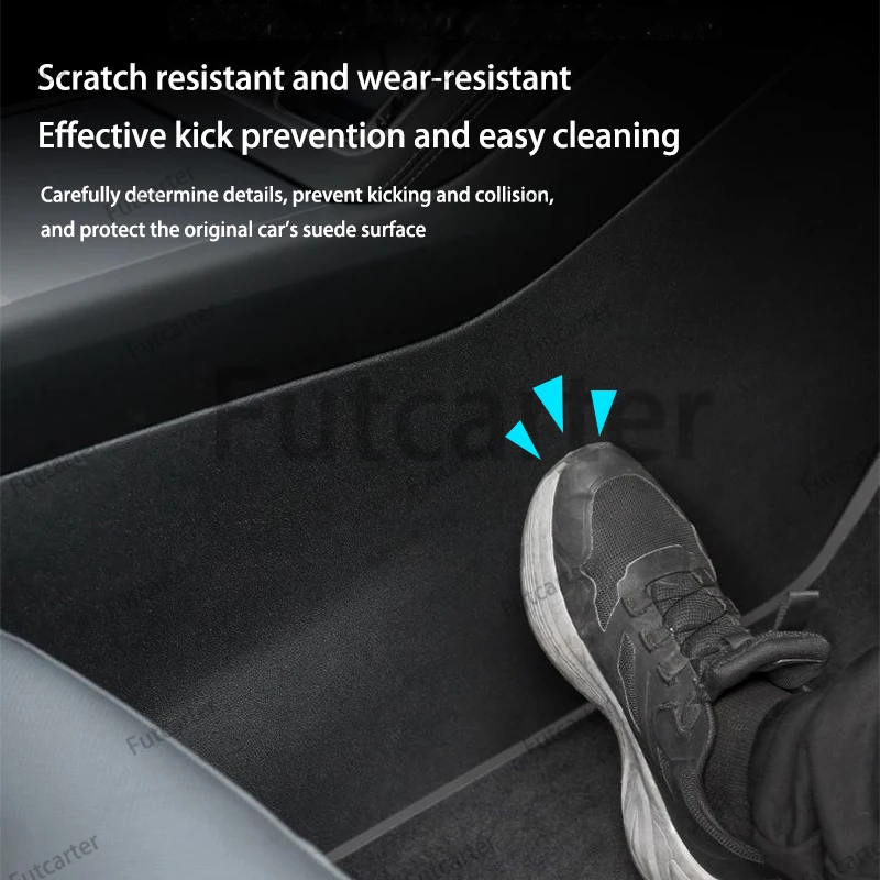 Para tesla modelo y juniper 2025 tpe lado de controle central anti kick pad anti-sujeira cobertura completa anti kick protector acessórios do carro