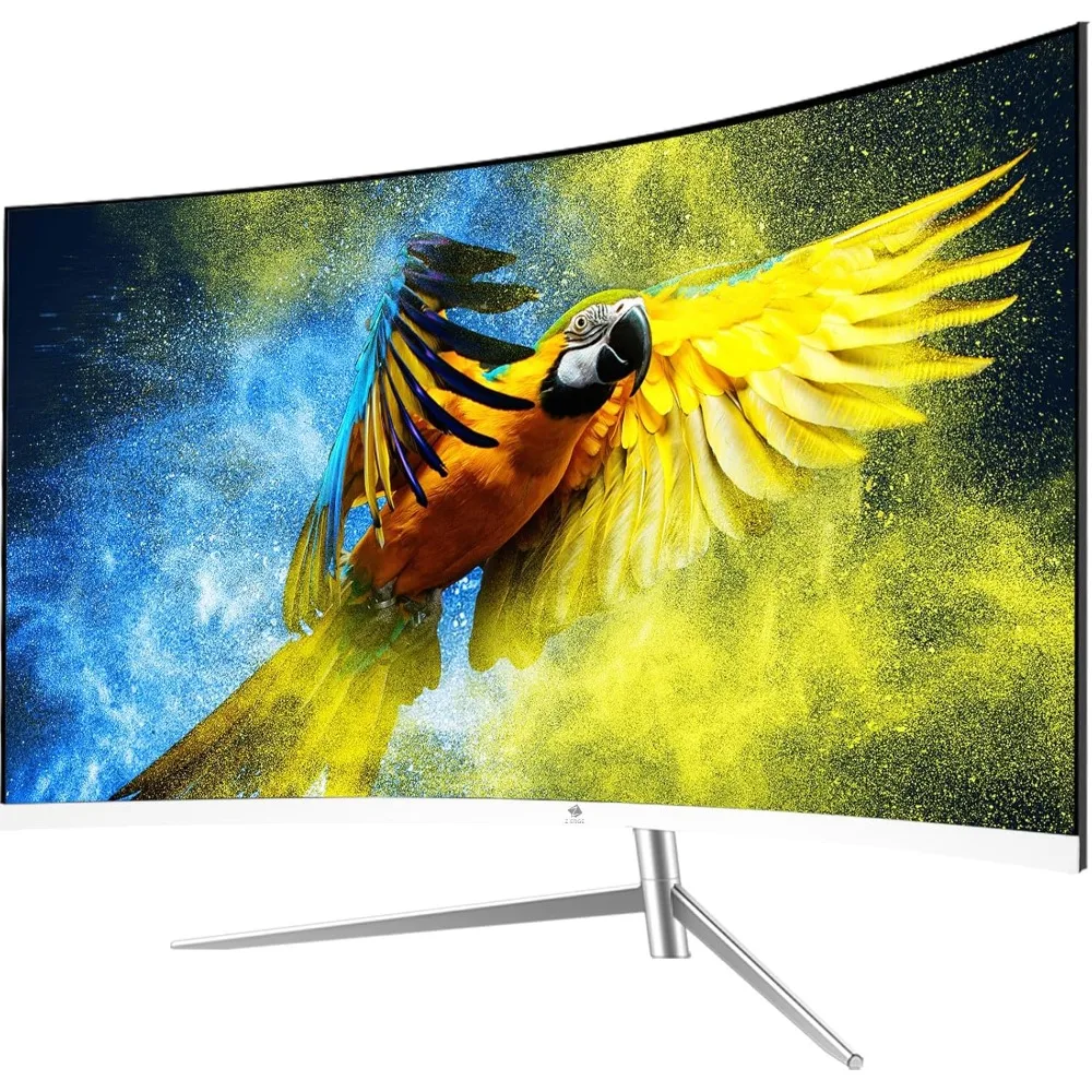 Monitor Gaming melengkung 27 inci, Monitor lampu latar LED Full HD 1080P 1920x1080, dengan kecepatan penyegaran 75Hz dan teknologi perawatan mata,