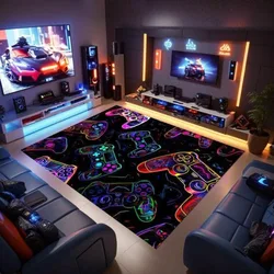 Neon Game Printed Carpet Non Slip and Easy To Clean Kitchen Area Carpet Living Room Home Office Washable Welcome Door Decorate