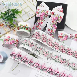 Flowers Butterfly Printed Grosgrain Ribbon Wedding Party Decorative Ribbons Craft DIY Hair Bows Handmade Accessories