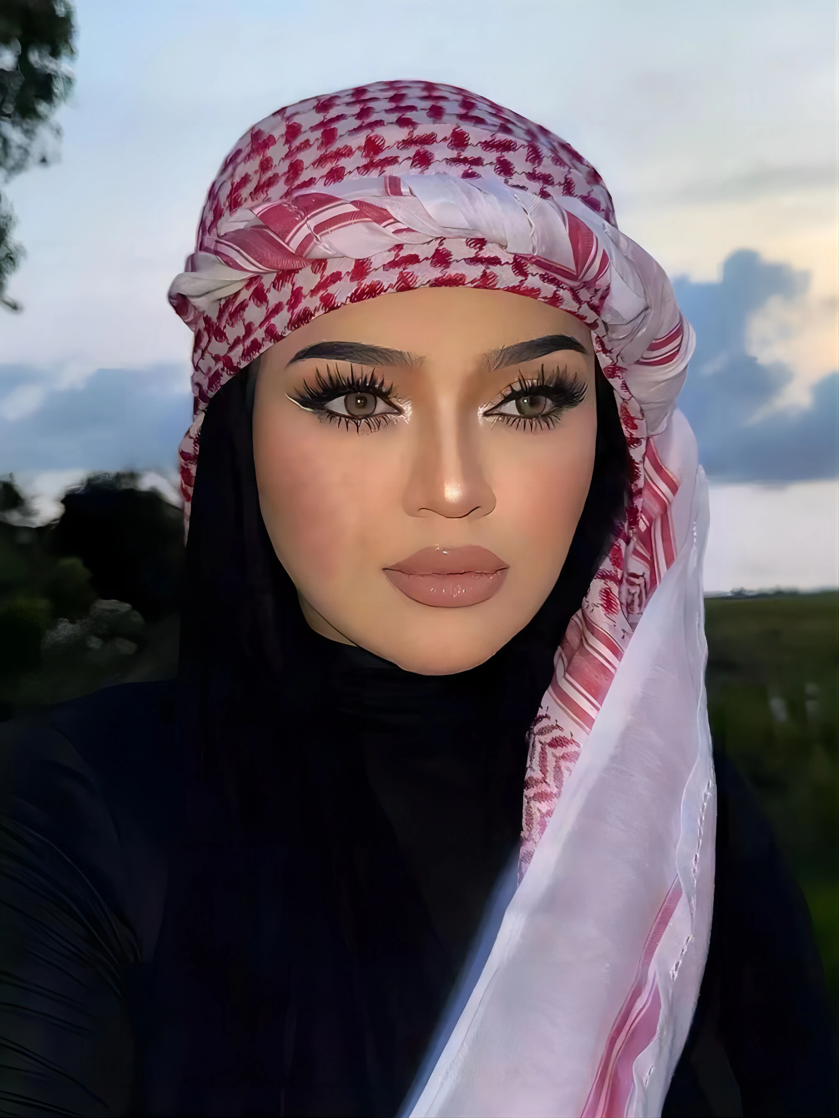 2024 Summer New Arabian Hijab Dubai Plaid Headband Headband Women\'s Hijab Saudi Muslim Clothing