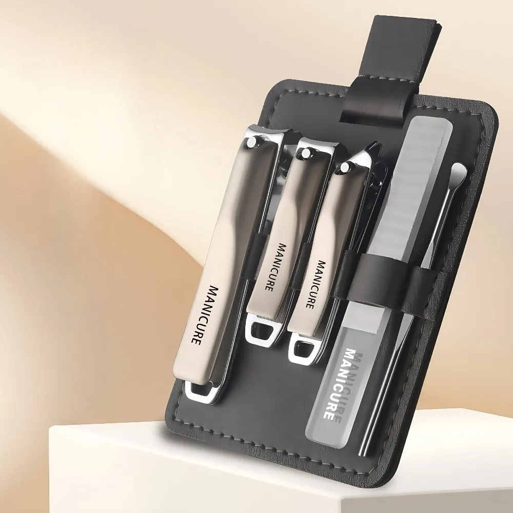 ชุดกรรไกรตัดเล็บเหล็กคาร์บอน 5 ชิ้นชุดเครื่องมือคมสำหรับเล็บหนาชุดแต่งเล็บเท้าพร้อมกระเป๋าเดินทาง