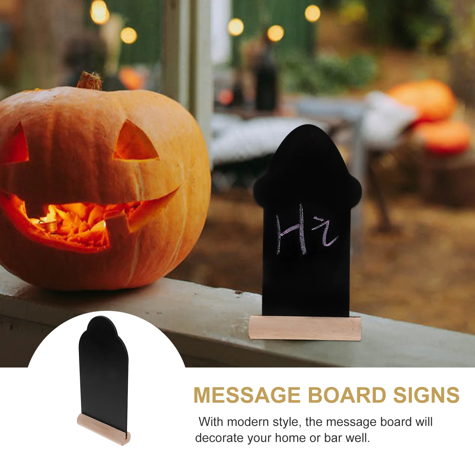 

4Pcs Wooden Blackboards Tombstone Shape Black Chalkboard Desktop Decors Message Board Signs Reusable Note Writing Boards