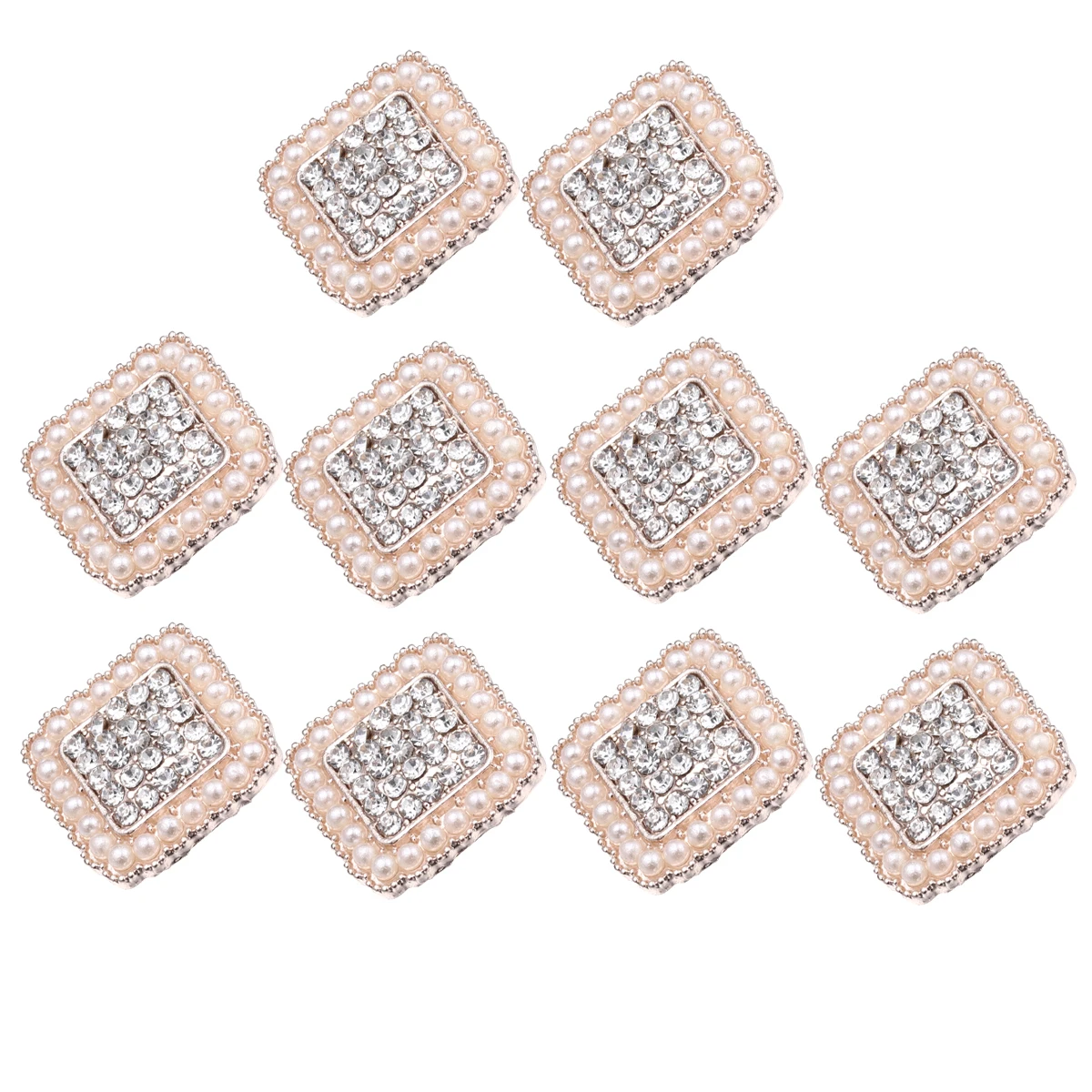 

10 Pcs Square Pearl Buttons for Clothes DIY Rhinestone Rhinestones Clothing Sqaure