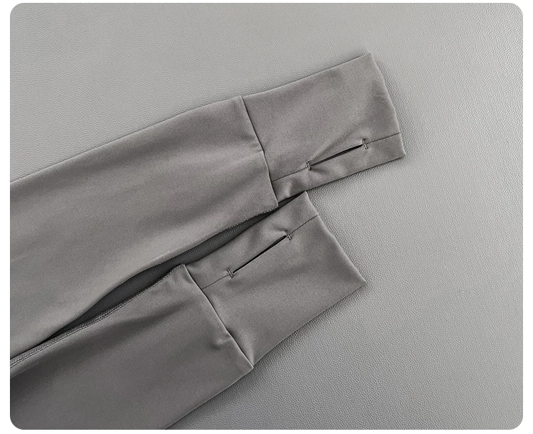 Damen Slim Fit Yoga-Jacke mit Stehkragen, Reißverschluss, Daumenlöchern, langen Ärmeln, für Laufen, Fitness und Sport. – Detail 5