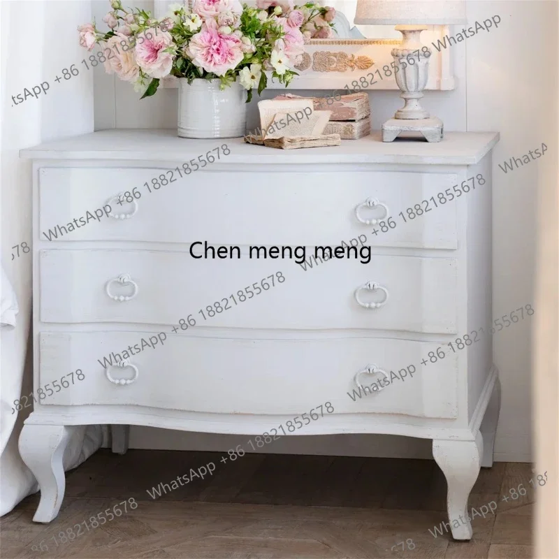 Vintage distressed solid wood chest of drawers bedroom decorative cabinet storage drawer