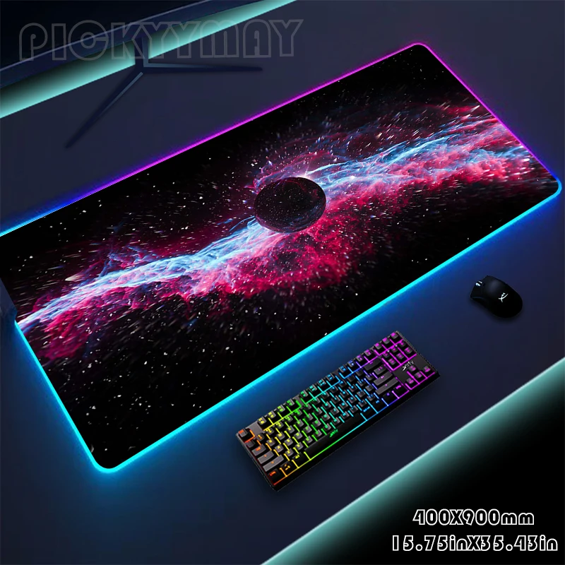 

Large LED Desk Mats XXL RGB Computer Mousepad Space 90x40cm Backlight Keyboard Mat Gamer Table Pad Luminous Mousepads