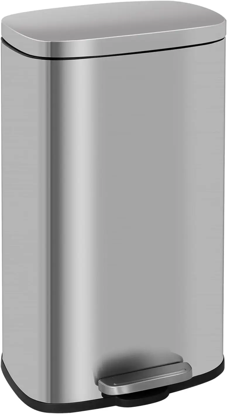 

8 Gallon Stainless Steel Trash Can with Soft-Close Pedal, Fingerprint Proof, Easy Clean for Kitchen Office Bathroom
