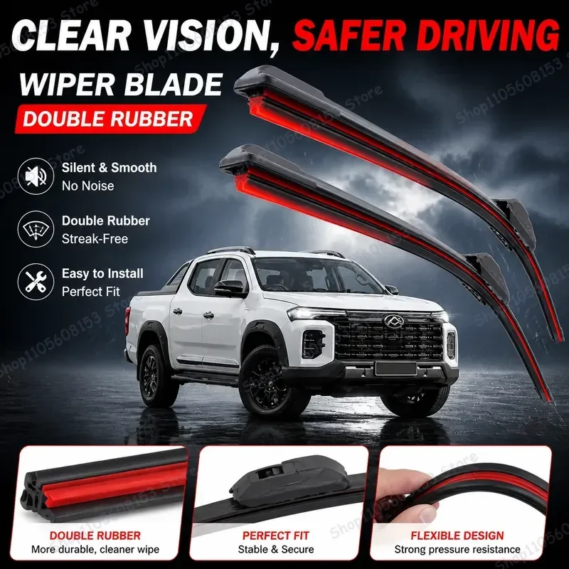 

For MG Extender Maxus T60 2016–2023 Front Rear Windshield Wiper Blades 24 Inch 18 Inch Heavy Duty All Weather Replacement Kit