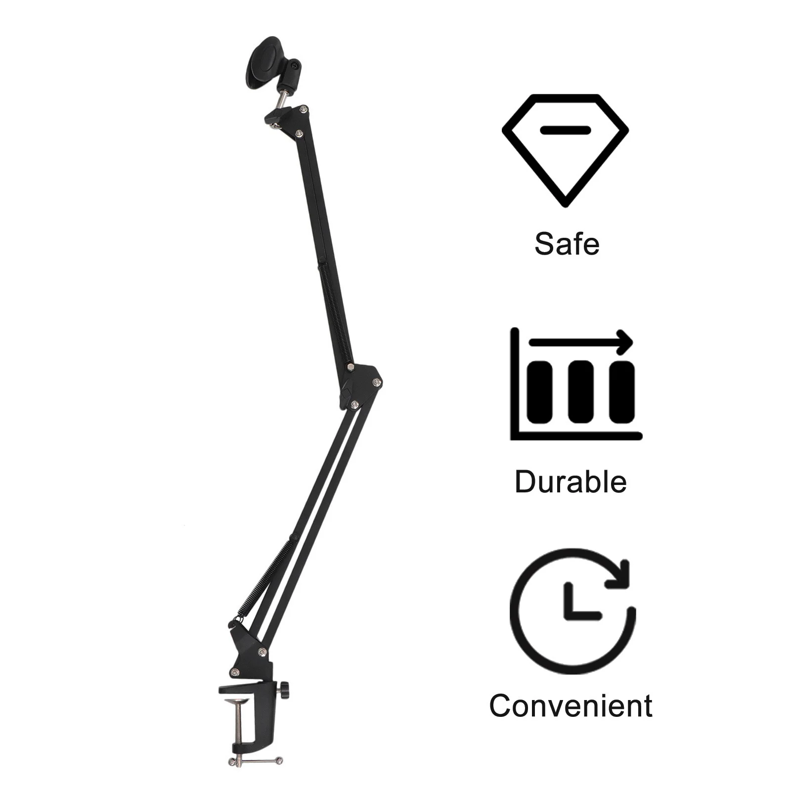 

Professional Black Broadcast Microphone Stand Double-Braced Steel Aluminum Arm Scissor Boom Mic Arm for Over Podcast