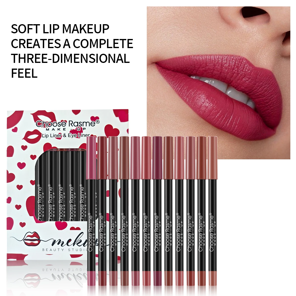 12-teiliges, langlebiges Love-Lippenstift-Set mit professionellem Lipliner-Stift und mattem Lipgloss für Frauen, Valentinstagsgeschenk
