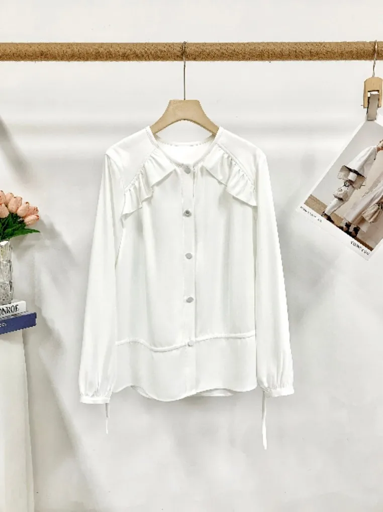 

Summer New Korean Style Casual Loose Skin-friendly Lightweight Smooth Flying Shirt Women's Breathable Long Sleeve Cotton...