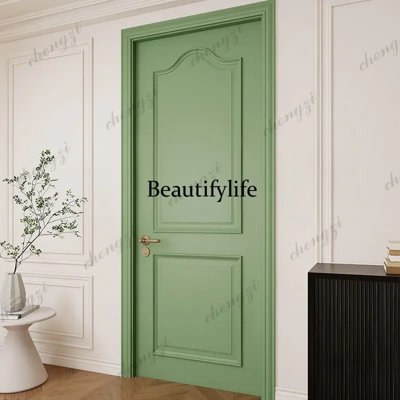 K153 Wooden door custom French cream wind bedroom set solid wood paint door interior room