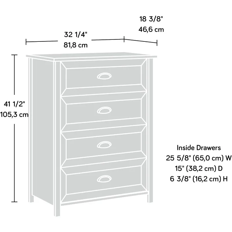County Line 4 Schubladen Kommode, Salz Eiche Finish