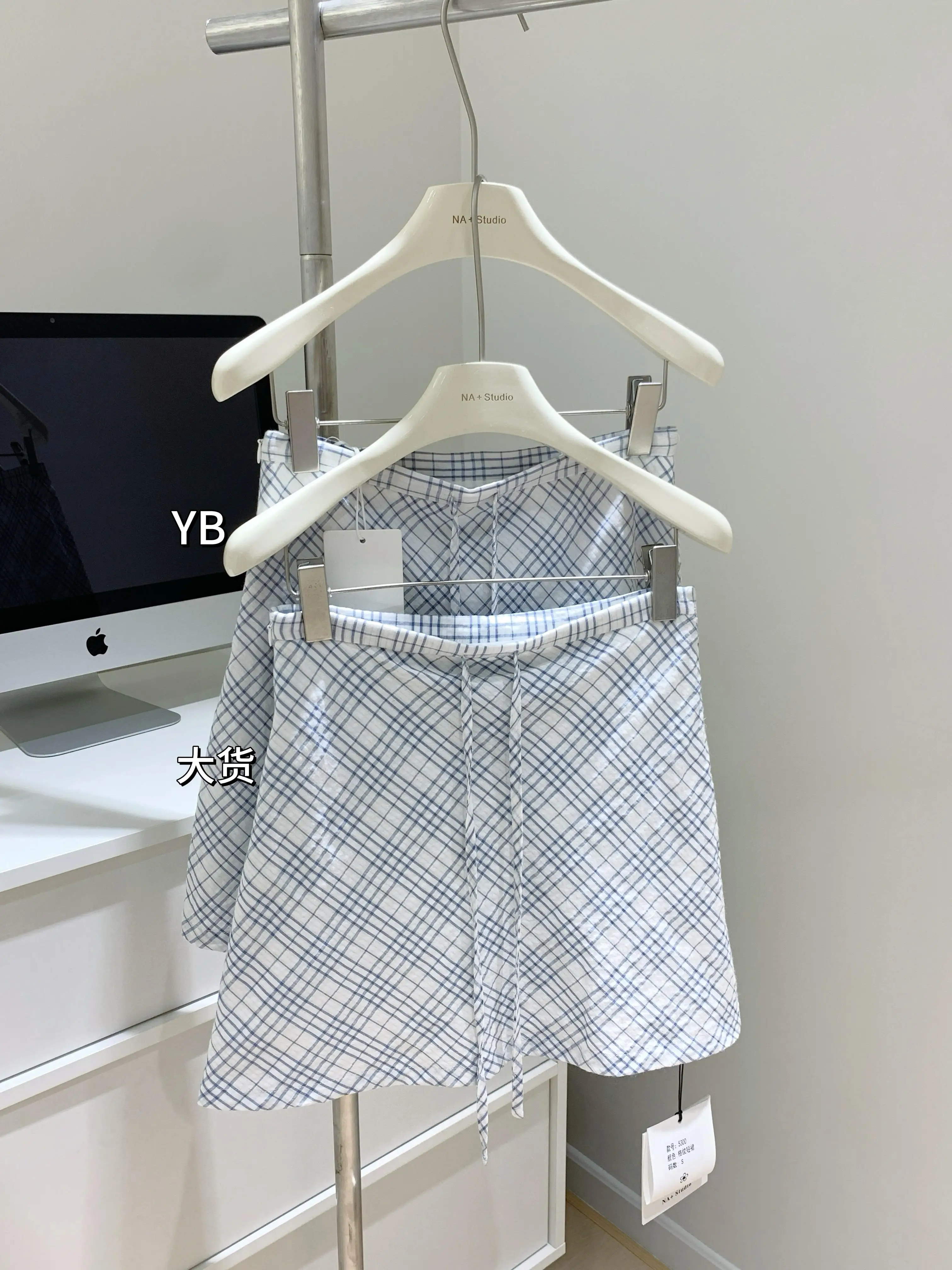 

Женская летняя элегантная клетчатая мини-юбка трапециевидной формы, женская короткая юбка в японском стиле с высокой талией и завязками на талии