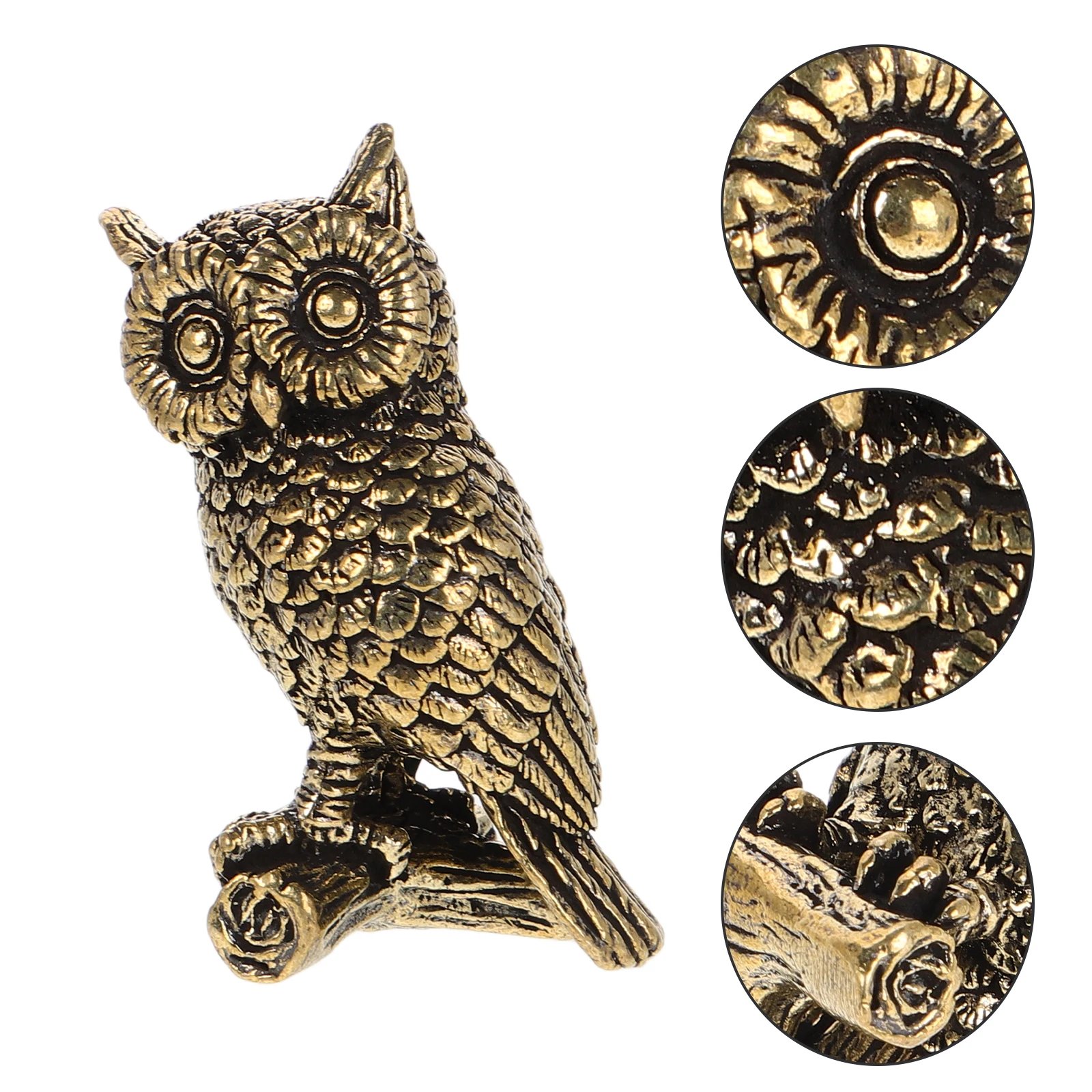 

Exquisite Brass Owl Decor Accessory Material Realistic Shape Long Lasting Use Owl Figurine Brass Craft Decor