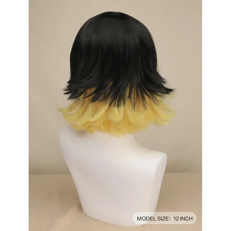 شعر مستعار تأثيري بقفل أزرق أنيمي للرجال ، Bachira Meguru ، شعر أسود ، أصفر ، قطع وعاء ، فريق Z ، رقم 8 ، لاعب كرة قدم ، بوب ، إكسسوار هالوين