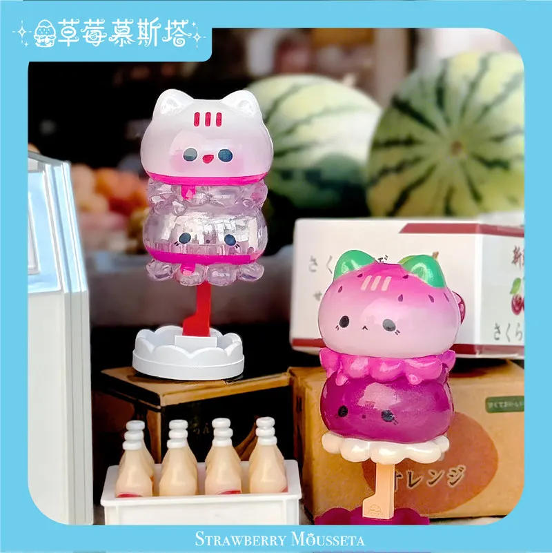 NEW Original Strawberry Mousseta Octopus Meow Popsicle Series Blind Box Cute Cat Figurine Mystery Box Desk Decor Birthday Gift view 2