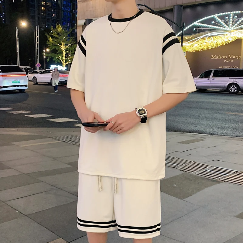 Summer Y2k Tracksuit Men Korean Fashion Casual Loose Suits T-shirt and Shorts Two-piece Sets Streetwear Oversized Men Clothing