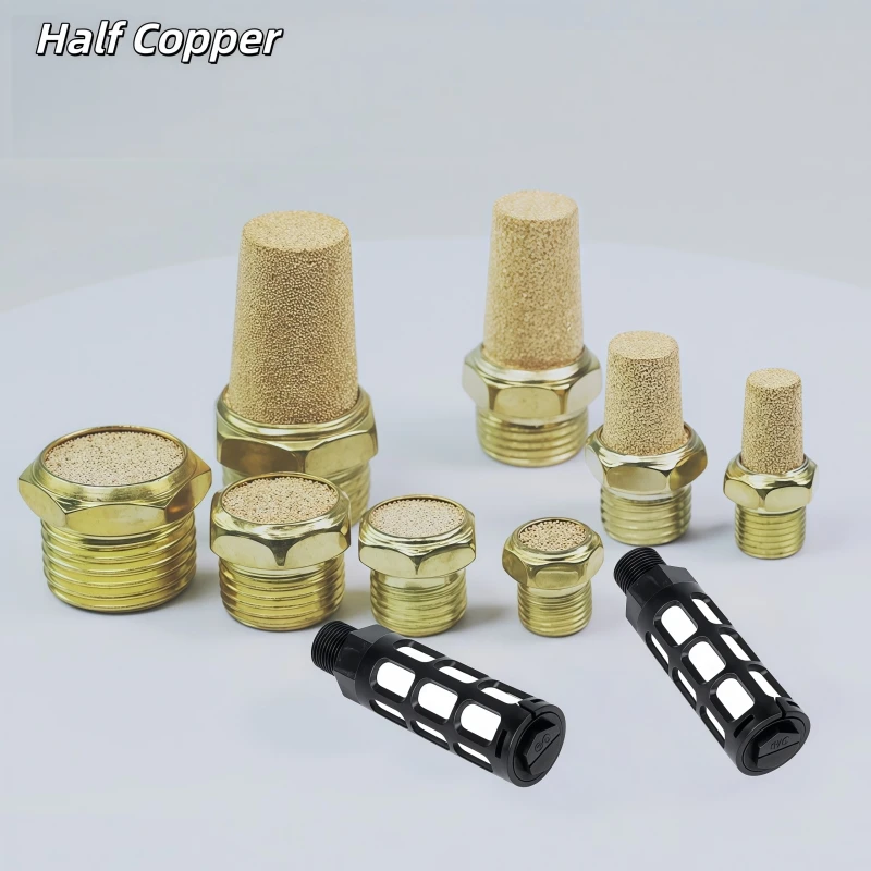 5PCS Pneumatic Exhaust Muffler Antisqueak M5 1/8 1/4 3/8 1/2 BSPP Male Thread for Air Noise Half Copper Long Short Plastic BSLM