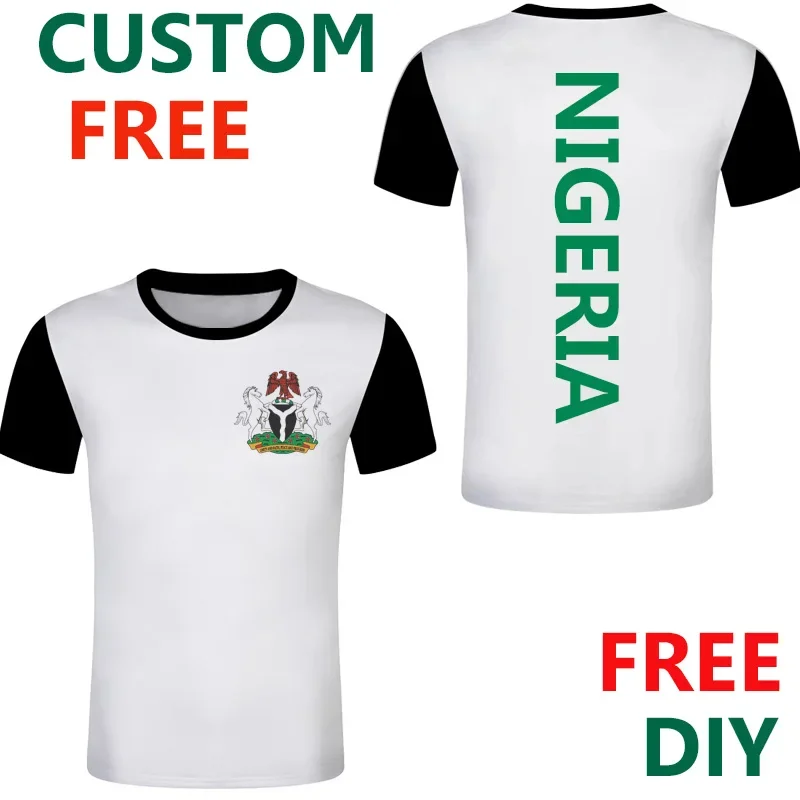 Nigeria T Shirt DIY Free Custom Name Black t-shirt Nigeria Jersey Nation Flag Guinea Text Photo  Nigerian Casual Tshirt Clothing