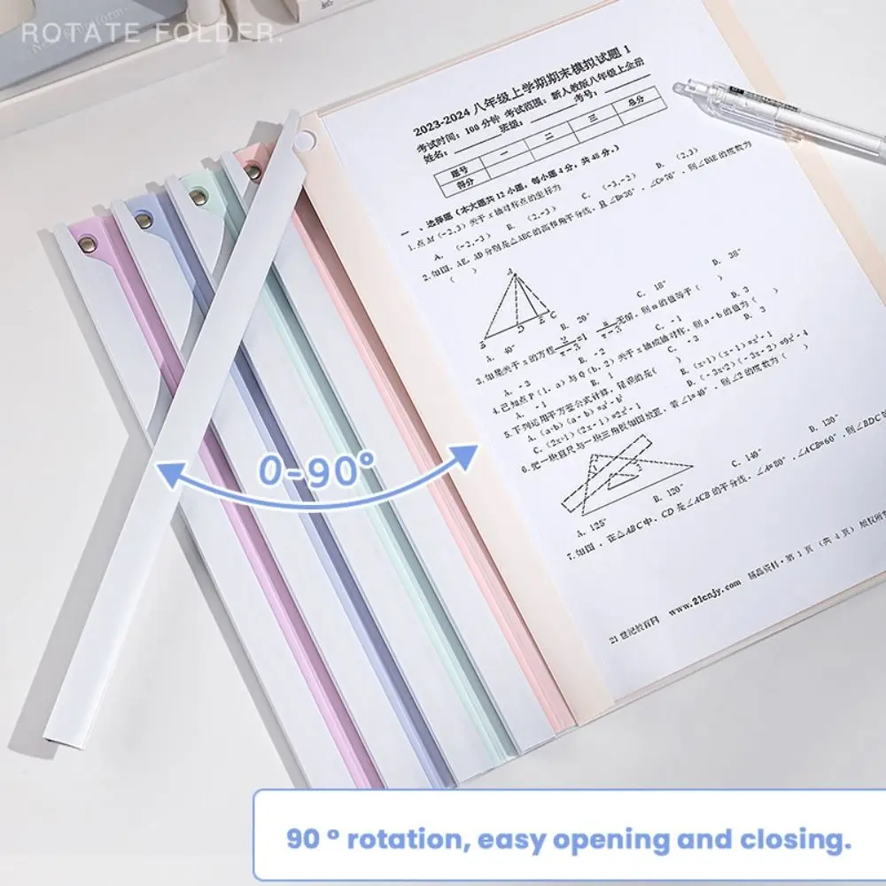 5PCS/Set PP A4 File Folder Morandi/Macaron Color Rotating Rod File Organizer Loose Leaf High-capacity File Binder School Office