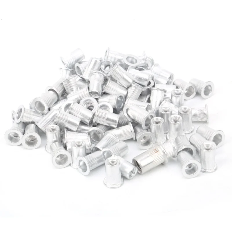 

100Pcs Pull Riveting Nuts Aluminum Flat Head Vertical Hardware Accessories WJ-30045M6