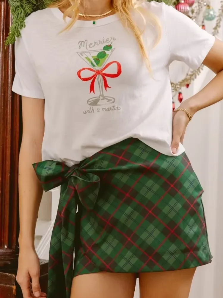 

Повседневные клетчатые мини-юбки с запахом, женские винтажные короткие юбки с завязками по бокам и высокой талией, вечерние повседневные уличные наряды 2026, весна-осень