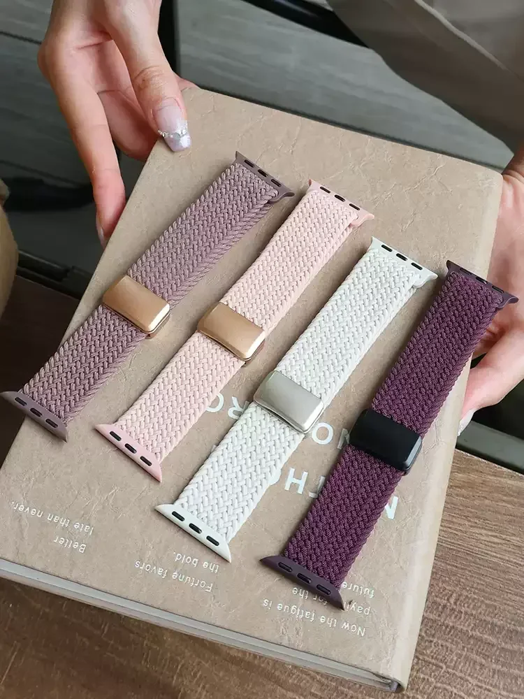 Nylon Band For Apple Watch Strap 44/46mm 45mm 42mm magnetic buckle Bracelet iWatch series se 12 11 10 7 5 6 8 9 Ultra 4 3 49mm