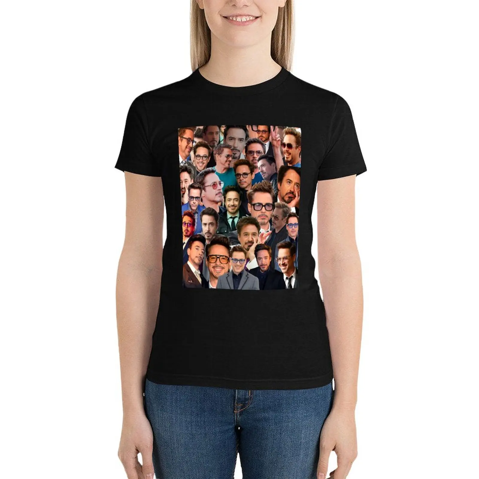 

Robert Downey Jr. Photo Collage T-Shirt summer top aesthetic clothes lady clothes t shirt dress Women