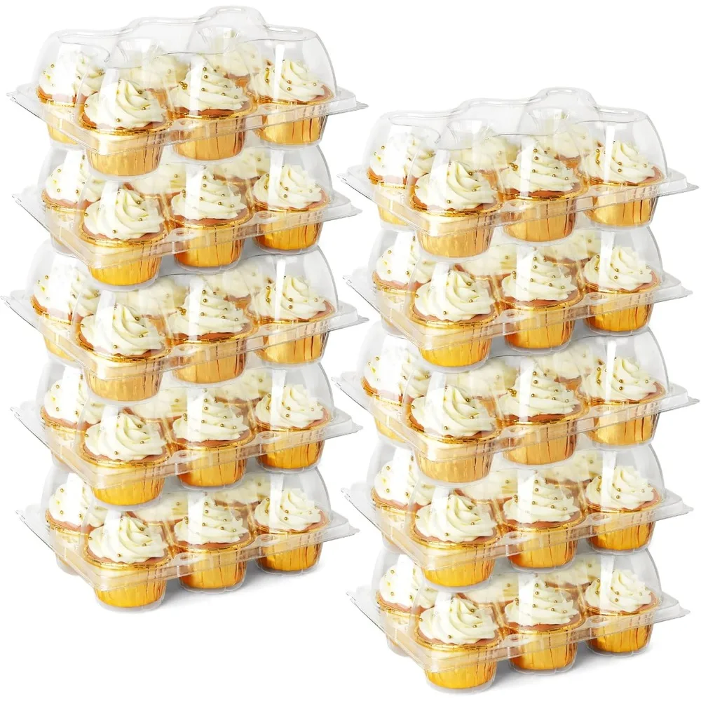 

Cupcake Containers 6 Count, 40 Sets, Half Dozen Clear Cupcake Boxes, Plastic Muffin Holders with Detachable Tall Dome Lid