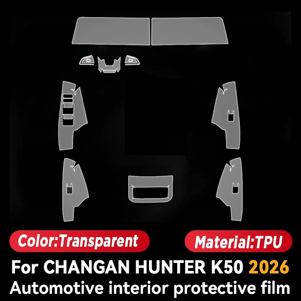 TPU For CHANGAN HUNTER K50 2026 Transparent Protective Film Car Interior Central Control Navigation Panel Auto Sticker