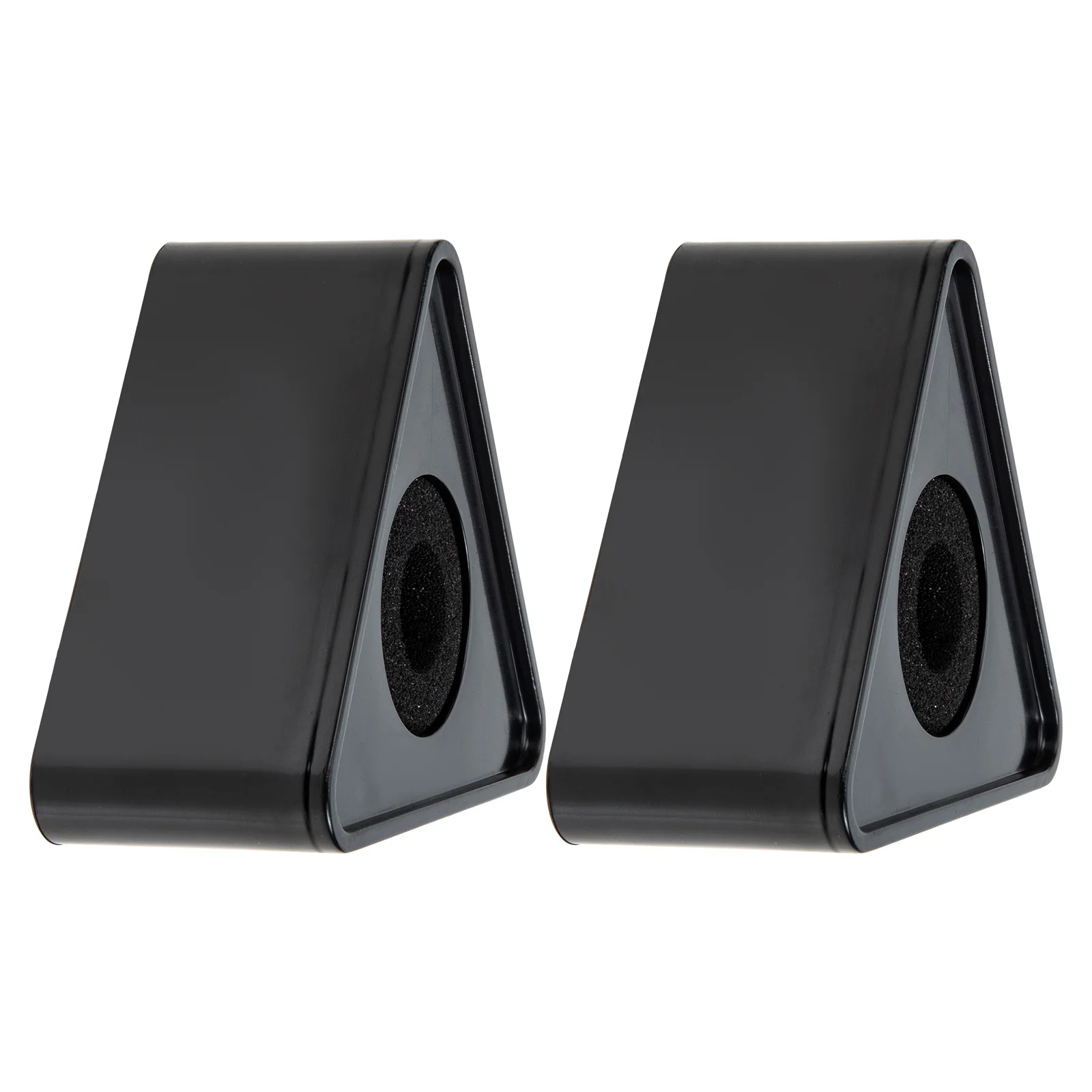 

2Pcs ABS Triangle Mic Logo Stand Small and Practical with Blank Surfaces for Customization Black Microphone Station Logo