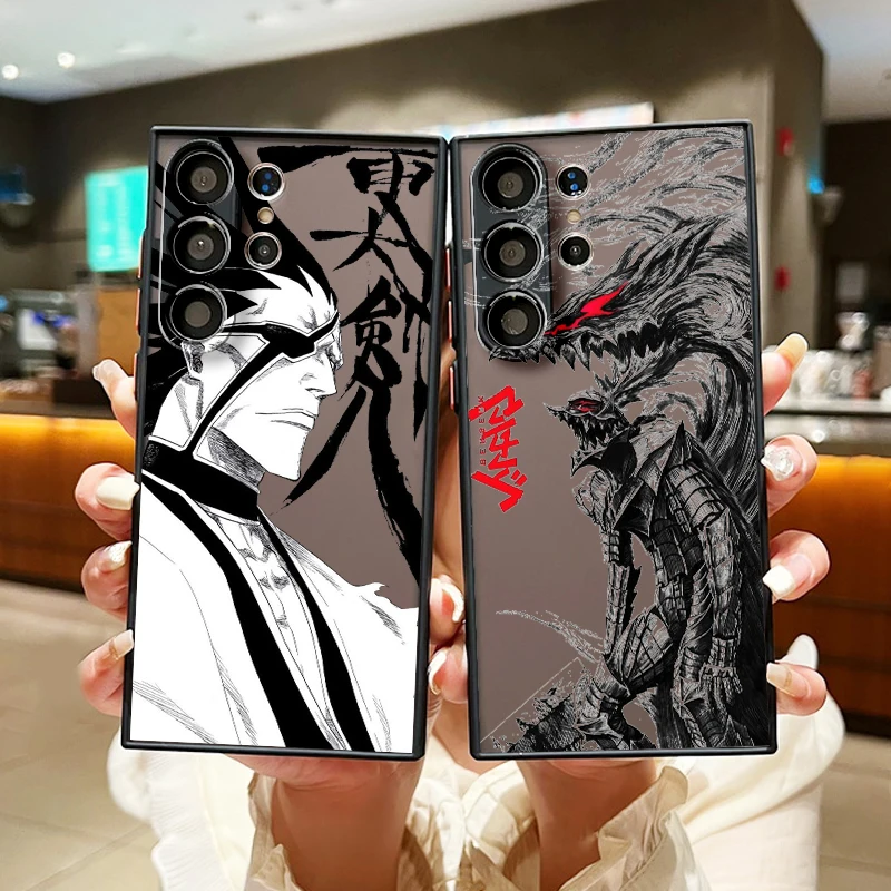 B-Bleach Anime Cool Cartoon Frosted Translucent For Samsung Galaxy S24 S23 S22 S21 S20 FE S10 S9 S8 Plus Ultra Pro 5G Back