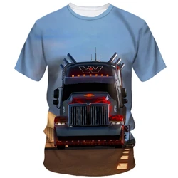 Fashionable and interesting truck pictures for men's t-shirts trend digital printing casual round neck short sleeved top