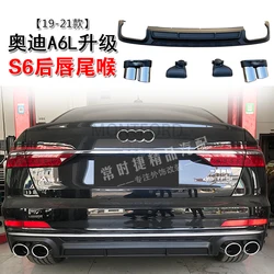 ABS REAR BUMRear Lip Spoiler & Exhause For Audi C8 A6 = S6 2019 2020 2021 High Quality PP Bumper Diffuser Car Modification Acces