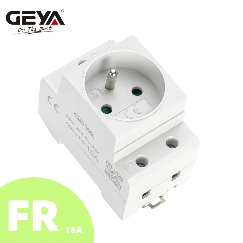 GEYA DIN-Schienen-Buchse, modularer AC-Steckdosenstecker, EU/FR/US/UK/IT-Standard, 16 A, 220 V AC-Stecker, grauer AC30-Adapter-Stecker