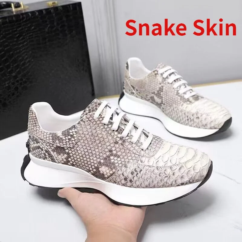 Snakeskin Shoes for Men Couple's Luxury Snake Skin Design Breathable Comfortable Genuine Leather Daily Casual Sports Shoes Men's